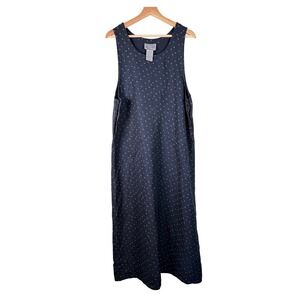 Directives Women's Navy Blue‎ Star Print Maxi Pinafore Dress Size L Cottagecore
